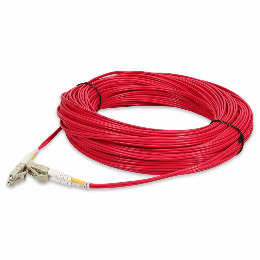 AddOn 15m LC to LC Red OM4 Duplex OFNP (Plenum-Rated) Fiber Patch Cable
