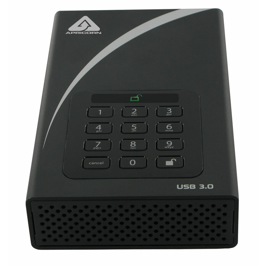 Apricorn Aegis Padlock DT ADT-3PL256-12TB 12 TB Desktop Hard Drive - External - Black - TAA Compliant