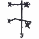 Quad Desk Mount for TV & Monitors, For screens 10" to 27" , Stand or Clamp Assembly, VESA compatability: 75x75 and 100x100mm - check the dimensions of the four mounting holes on back of screen to ensure it fits, Max 8kg (each), Black, Bracket