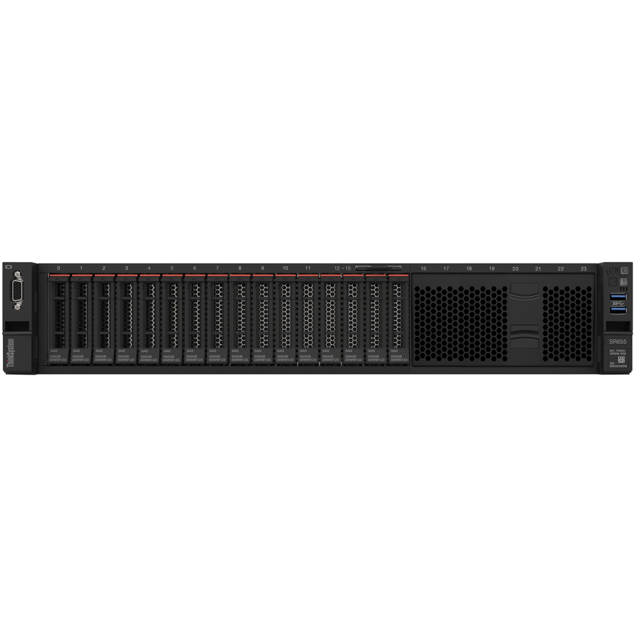Lenovo ThinkSystem SR655 7Z01A03ENA 2U Rack Server - 1 EPYC 7402P 2.80 GHz - 32 GB RAM - Serial ATA/600 Controller