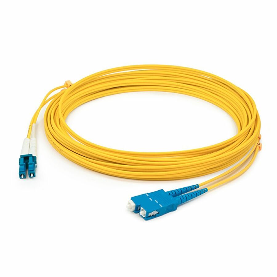 AddOn 50m SC to LC Yellow OS2 Duplex LSZH Fiber Patch Cable