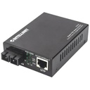 Gigabit PoE+ Media Converter, 1000Base-T RJ45 Port to 1000Base-LX (SC) Single-Mode, 20 km (12.4 mi.), PoE+ Injector