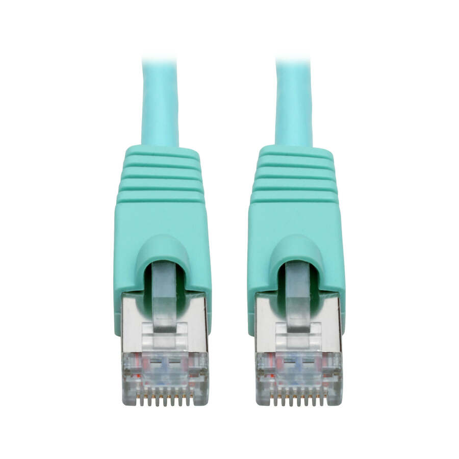 Eaton Tripp Lite Series Cat6a 10G Snagless Shielded STP Ethernet Cable (RJ45 M/M), PoE, Aqua, 1 ft. (0.31 m)
