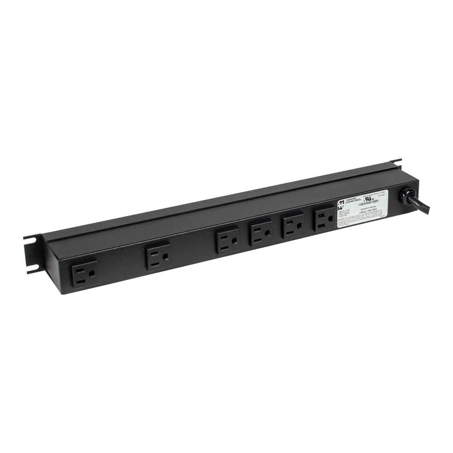 Rack Solutions 15A Horizontal Rackmount Power Strip with Surge Protection and 6 Rear Outlets (6ft Cord)