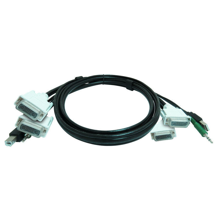 iPGARD 6 ft KVM USB Dual Link Dual DVI Cable With Audio