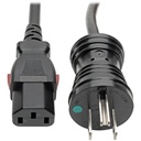 Eaton Tripp Lite Series Hospital-Grade Power Cord, NEMA 5-15P to Locking IEC C13 - Green Dot, 10A, 125V, 18 AWG, 15 ft. (4.57 m), Black