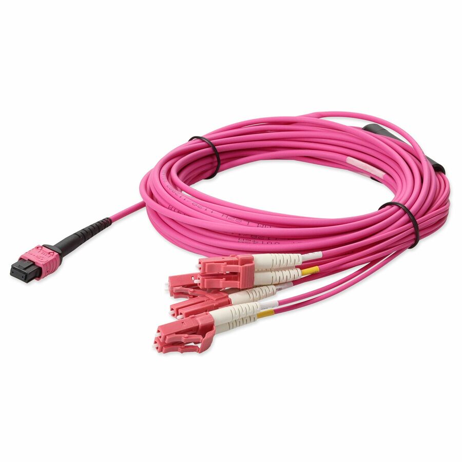 AddOn 3m MPO/UPC to 4xLC/UPC Duplex Magenta OM4 LSZH 8-Strand Fiber Fanout Cable