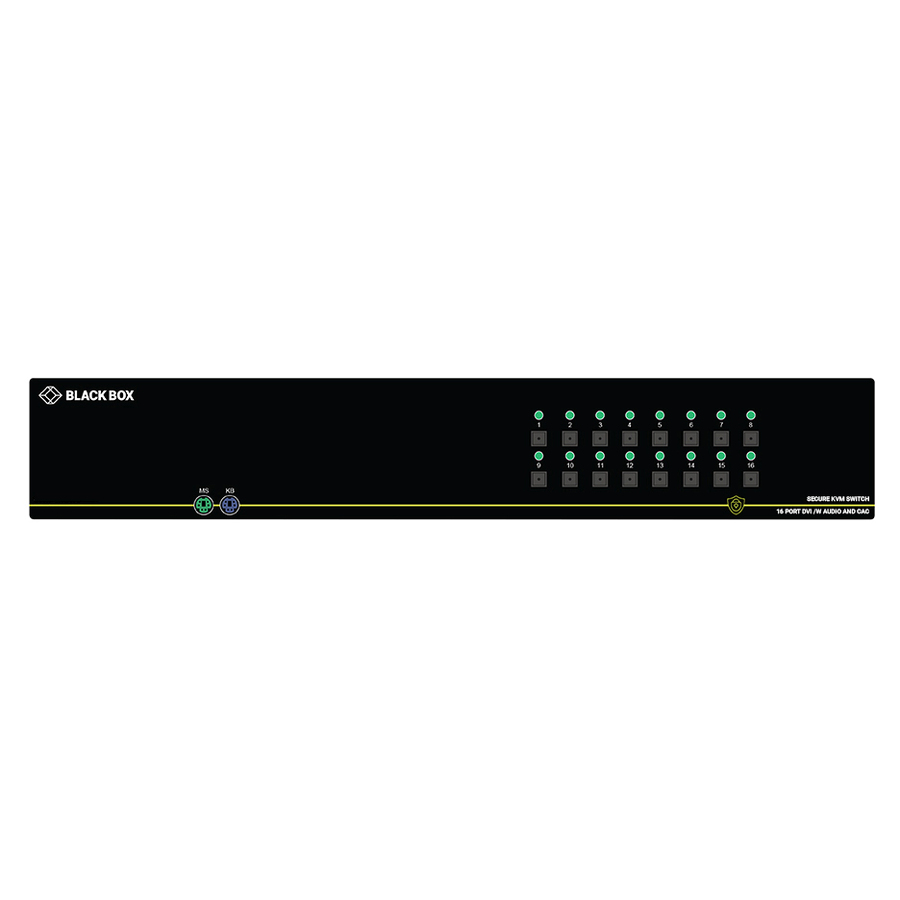 Black Box Secure NIAP 3.0 KVM Switch - Single-Head, DVI-I, PS/2, CAC, 16-Port