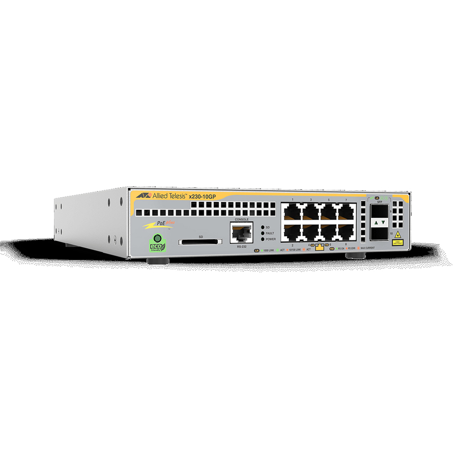 Allied Telesis L3 Switch with 8 x 10/100/1000T PoE Ports and 2 x 100/1000X SFP Ports