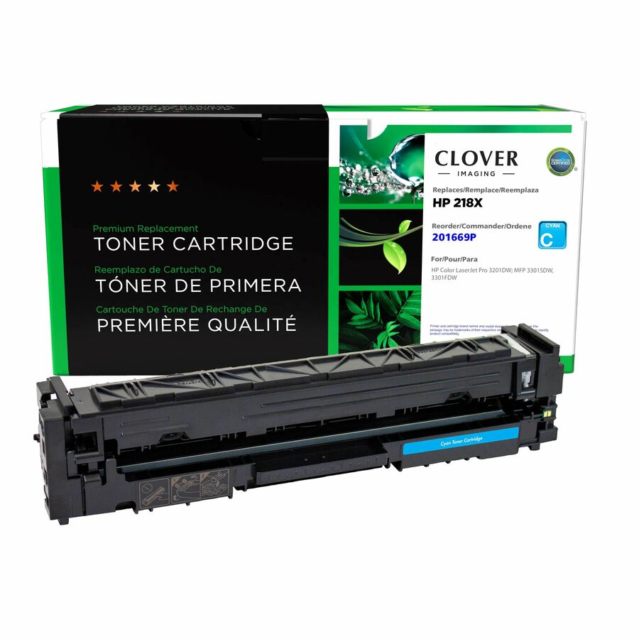 Clover Remanufactured High Yield Cyan Toner Cartridge (New Chip) for HP 218X (W2181X)