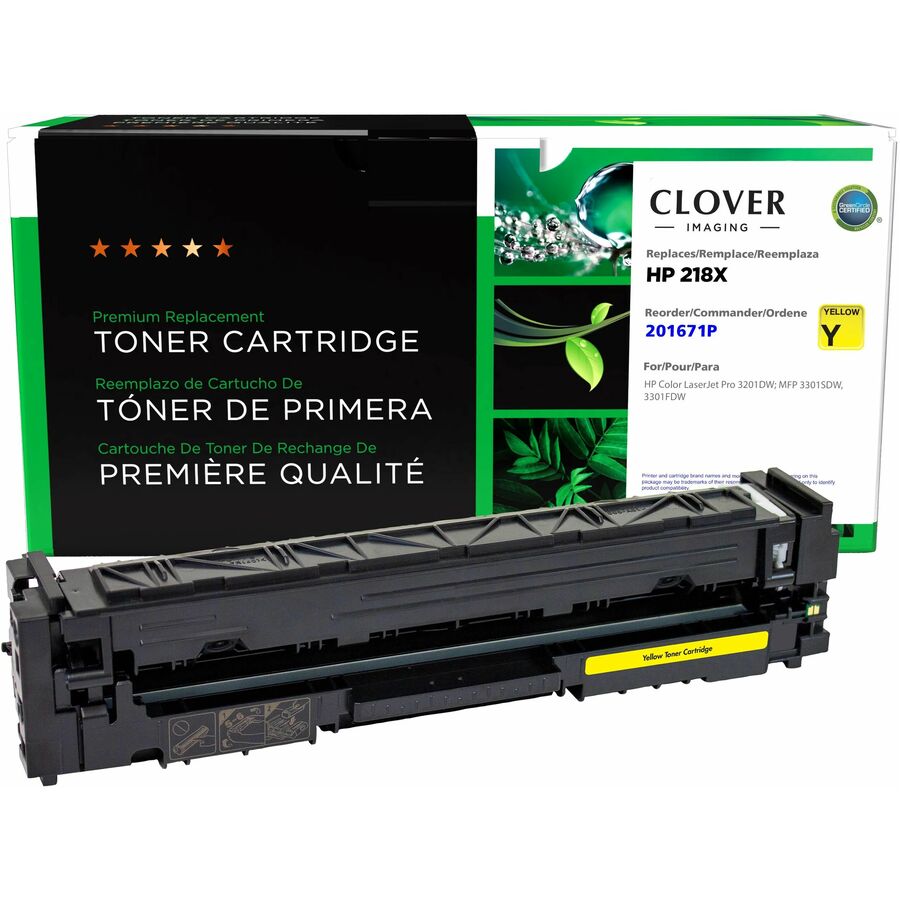 Clover Remanufactured High Yield Yellow Toner Cartridge (New Chip) for HP 218X (W2182X)