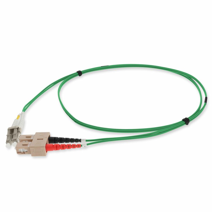 AddOn 2m SC to LC Green OM4 Duplex OFNP (Plenum-Rated) Fiber Patch Cable