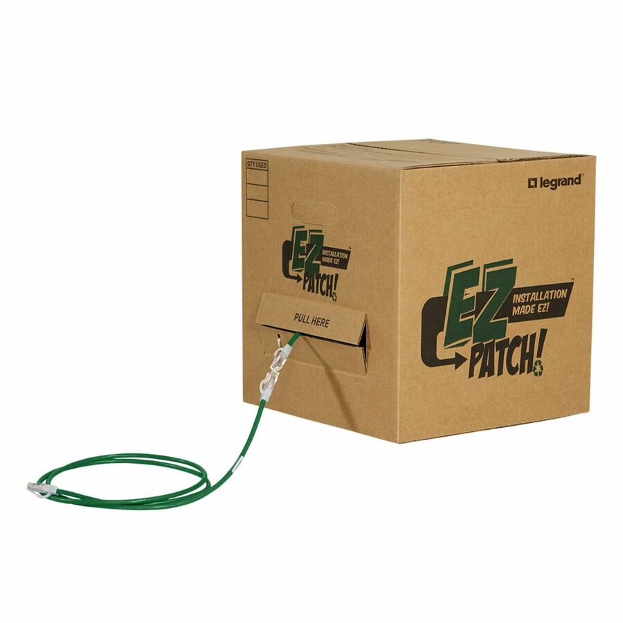 Ortronics EZ Patch Box, CAT6 15ft, Green, Qty 25