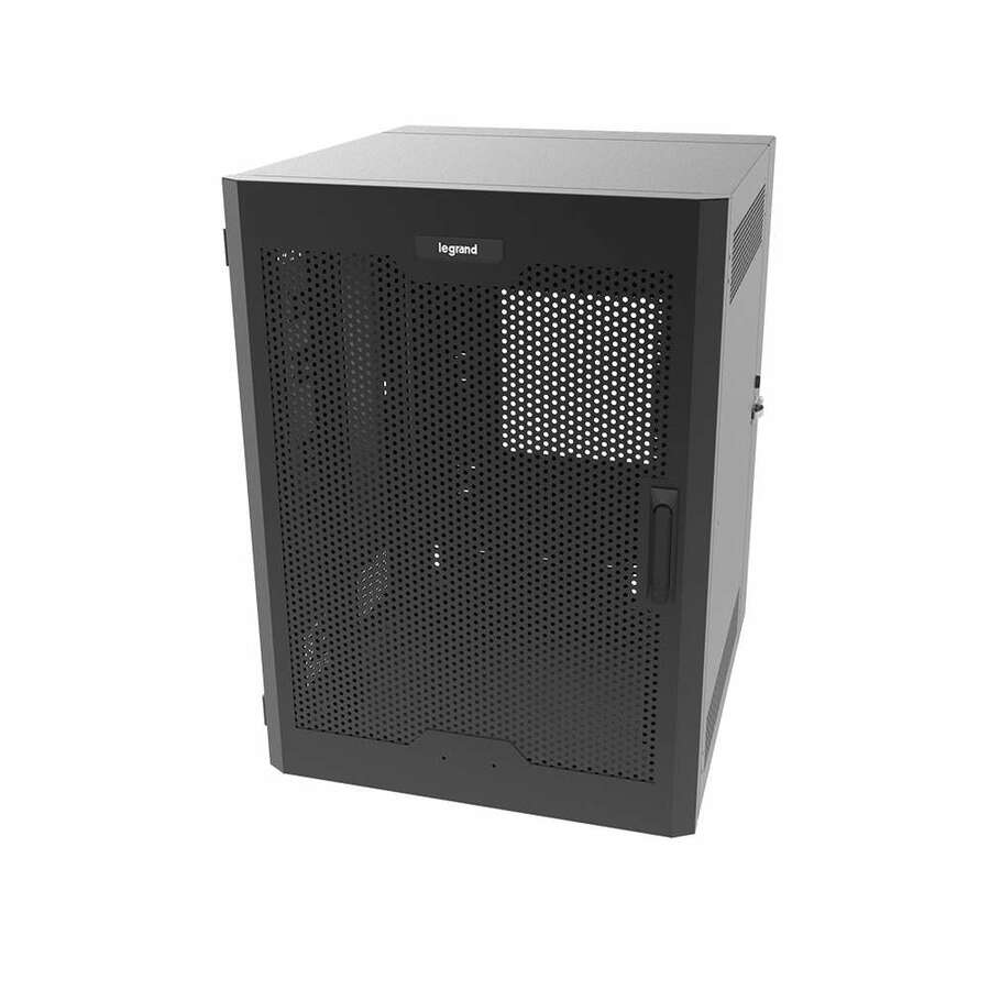 C2G 26RU Swing-Out Wall-Mount Cabinet with Perforated Door-Black-TAA