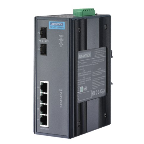 Advantech 4G+2 SFP W/ 4 IEEE 802.3 High Power PoE Industrial Wide Temperature Switch