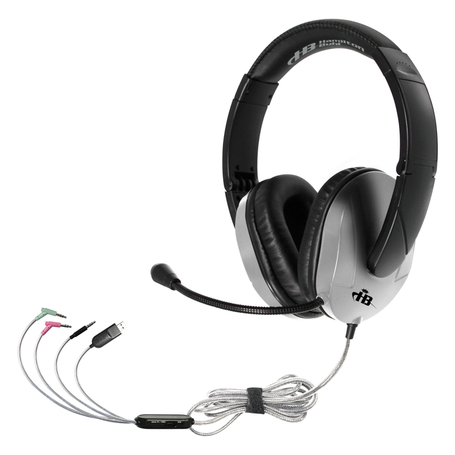 Hamilton Buhl Trios Multimedia Headset w/ Steel Reinforced Flexible Mic, Silver