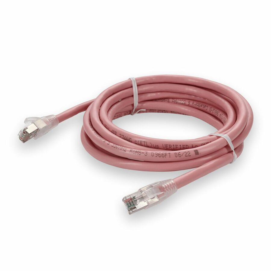 AddOn 1ft Pink CAT 6 Shielded PVC Ethernet Cable Snagless Easy Clear Boot RJ-45 M/M
