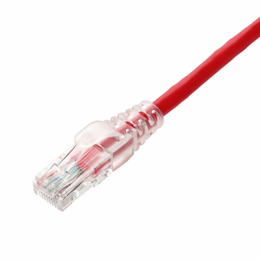 AddOn 7ft Red CAT 6 Slim PVC Ethernet Cable Snagless Clear-Claw TAA RJ-45 M/M