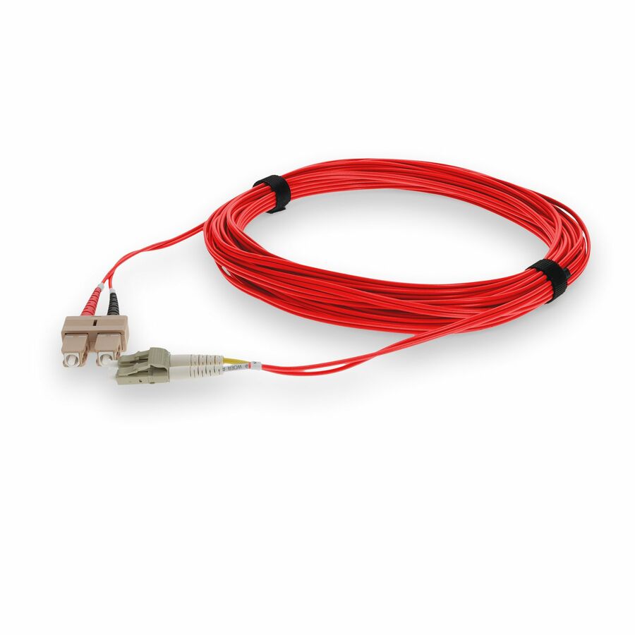 AddOn 1m SC to LC Red OM4 Duplex OFNR (Riser-Rated) TAA Fiber Patch Cable