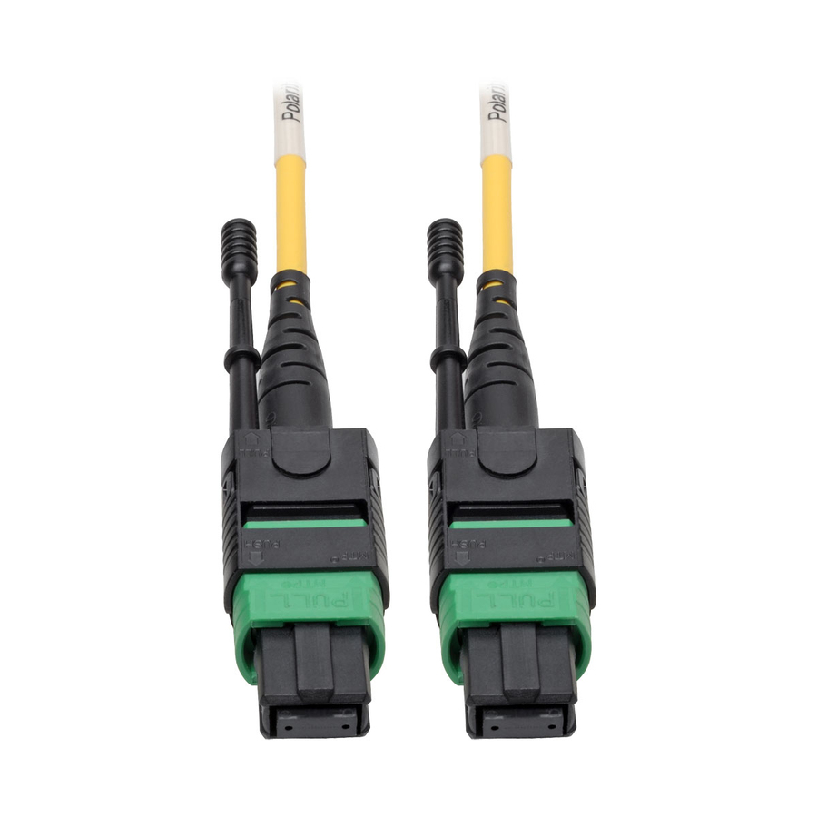 Eaton Tripp Lite Series MTP/MPO (APC) Singlemode Patch Cable (F/F), 12 Fiber, 40/100 GbE, QSFP+ 40GBASE-PLR4, Plenum, Push/Pull Tab, Yellow, 1 m (3.3 ft.)