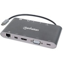 USB-C Dock/Hub with Card Reader, Ports (x8): HDMI, Audio 3.5mm, Ethernet, Mini DisplayPort, USB-A (x3) and USB-C, With Power Delivery (60W) to USB-C Port (Note add USB-C wall charger and USB-C cable needed), All Ports can be used at the same time