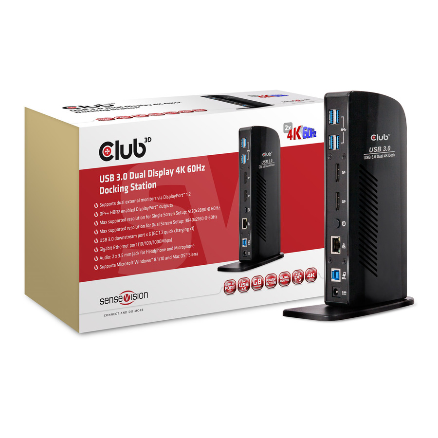 Club 3D USB 3.0 Dual Display 4K 60Hz Docking Station