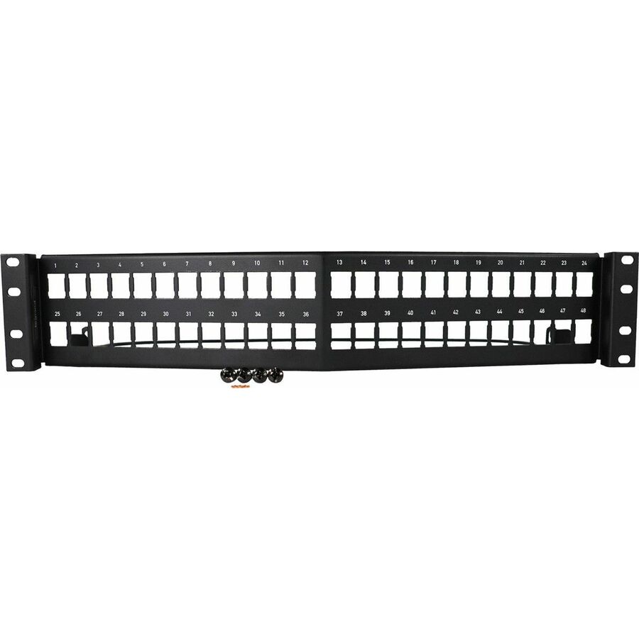 Ortronics HDJ series 48 port 2 RU unloaded angled panel
