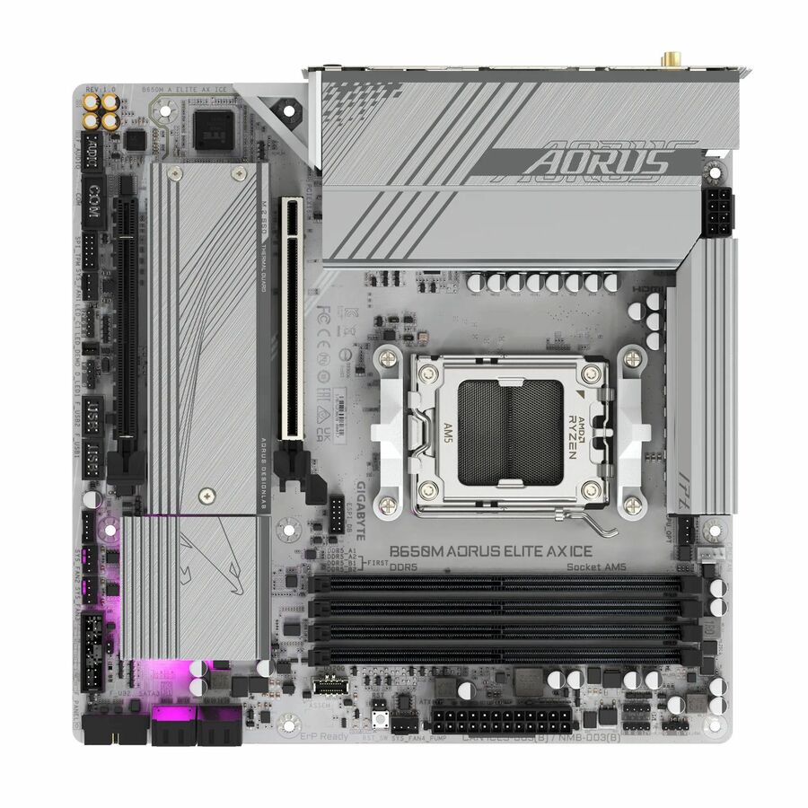 GIGABYTE Ultra Durable B650M A ELITE AX ICE Gaming Desktop Motherboard - AMD B650 Chipset - Socket AM5 - Micro ATX