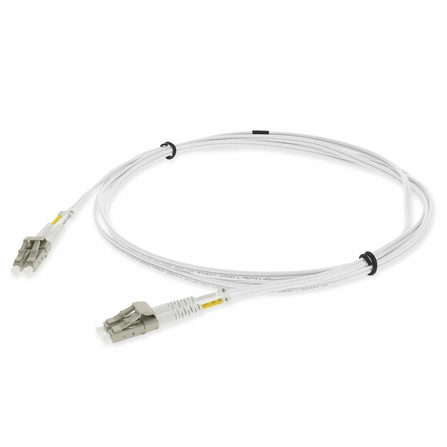 AddOn 2m LC to LC White OM4 Duplex OFNR (Riser-Rated) Fiber Patch Cable