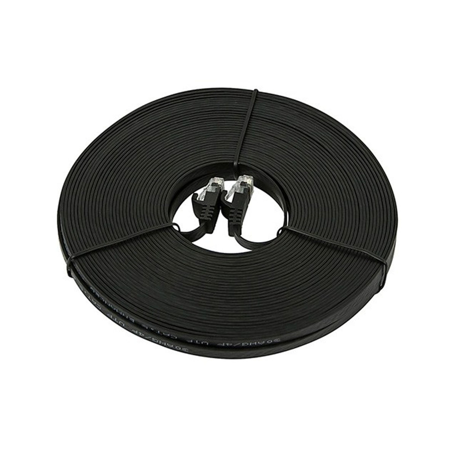 Monoprice Cat5e 30AWG UTP Flat Ethernet Network Patch Cable, 75ft Black