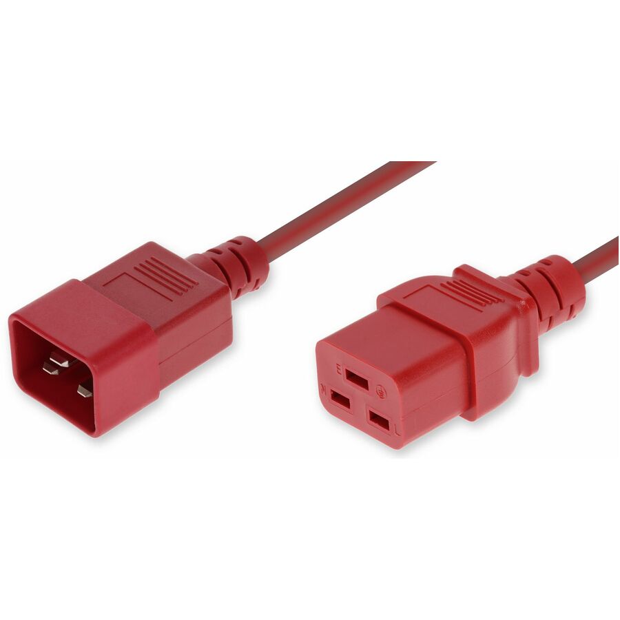 AddOn 3ft C20 Male to C19 Female Standard Commercial Temp 12 AWG 250V at 20A PVC SJT (Service Junior Thermoplastic) Red Power Cable