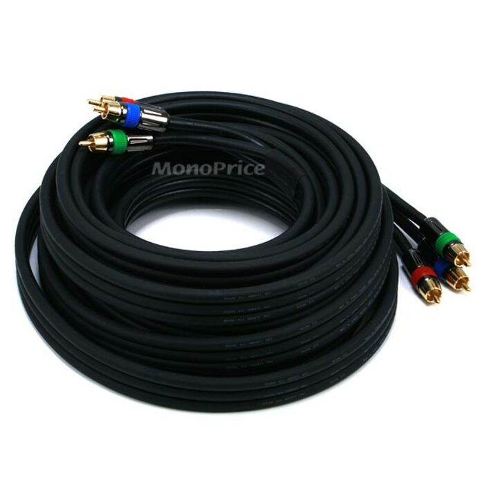 Monoprice 25ft 18AWG CL2 Premium 3-RCA Component Video Coaxial Cable (RG-6/U) - Black