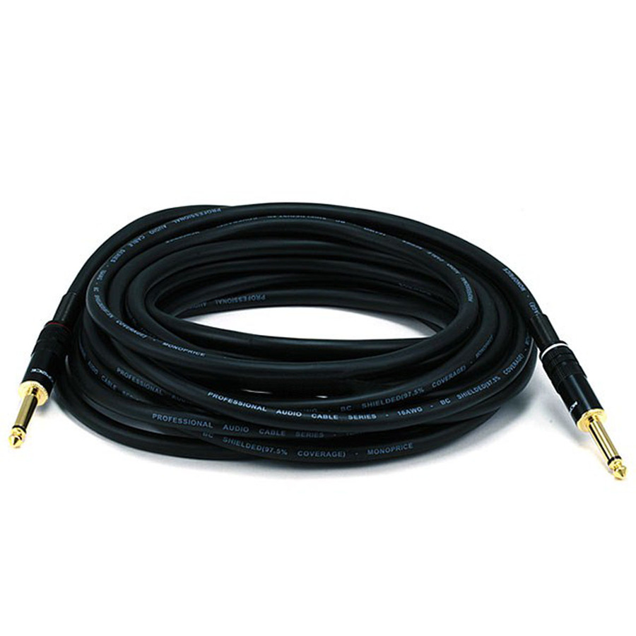Monoprice 25ft Premier Series 1/4-inch (TS) Male to Male 16AWG Audio Cable (Gold Plated)
