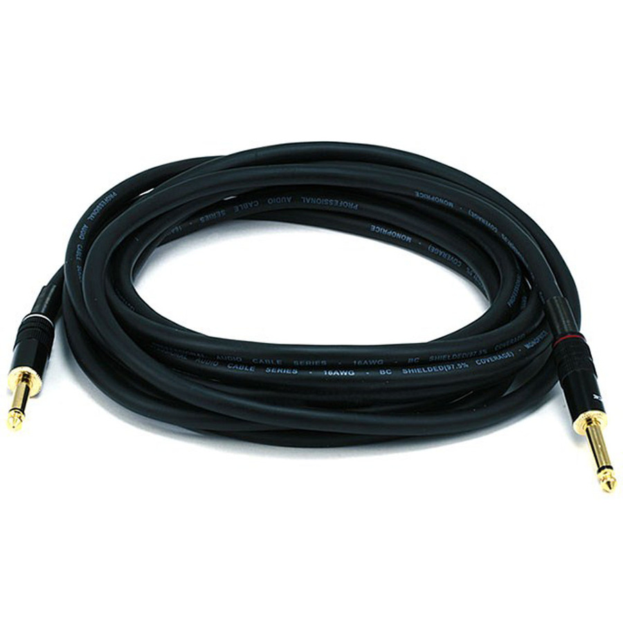 Monoprice 15ft Premier Series 1/4-inch (TS) Male to Male 16AWG Audio Cable (Gold Plated)