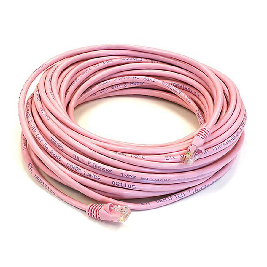 Monoprice Cat5e 24AWG UTP Ethernet Network Patch Cable, 50ft Pink