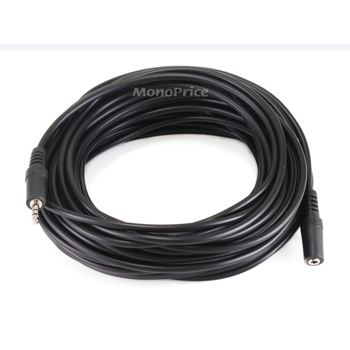 Monoprice 50ft 3.5mm Stereo Plug/Jack M/F Cable - Black