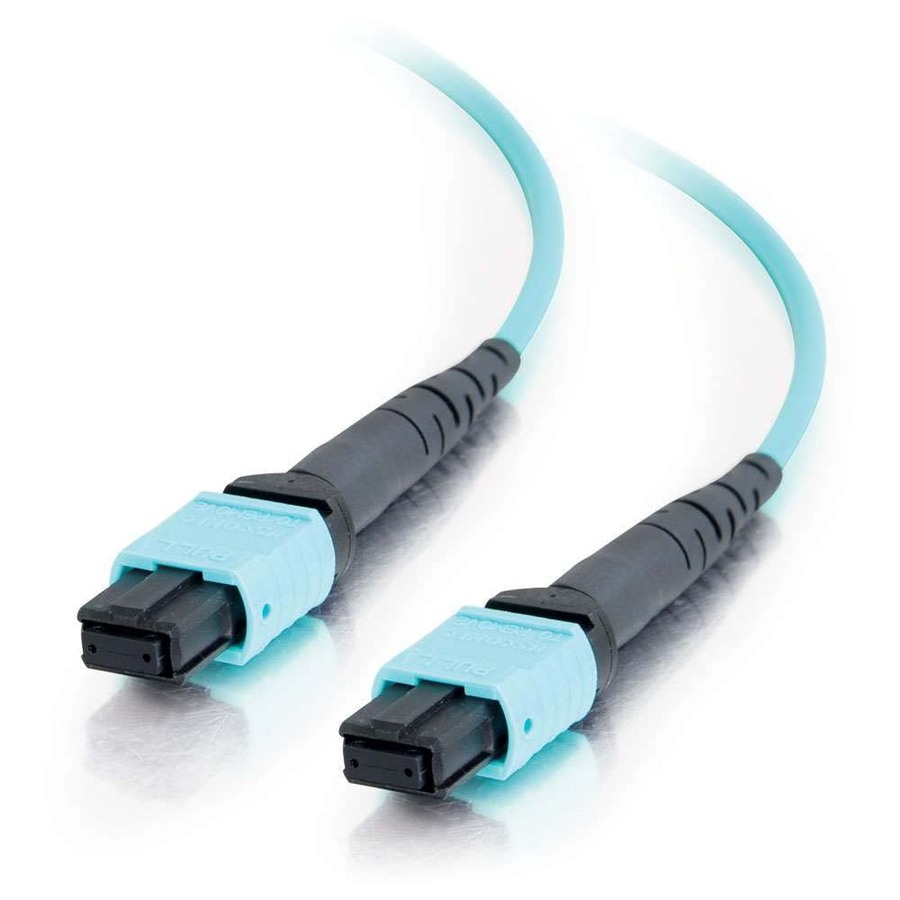 C2G 15m MPO to MPO Fiber Array Cable Method A OM4 Plenum Rated (OFNP) - Aqua