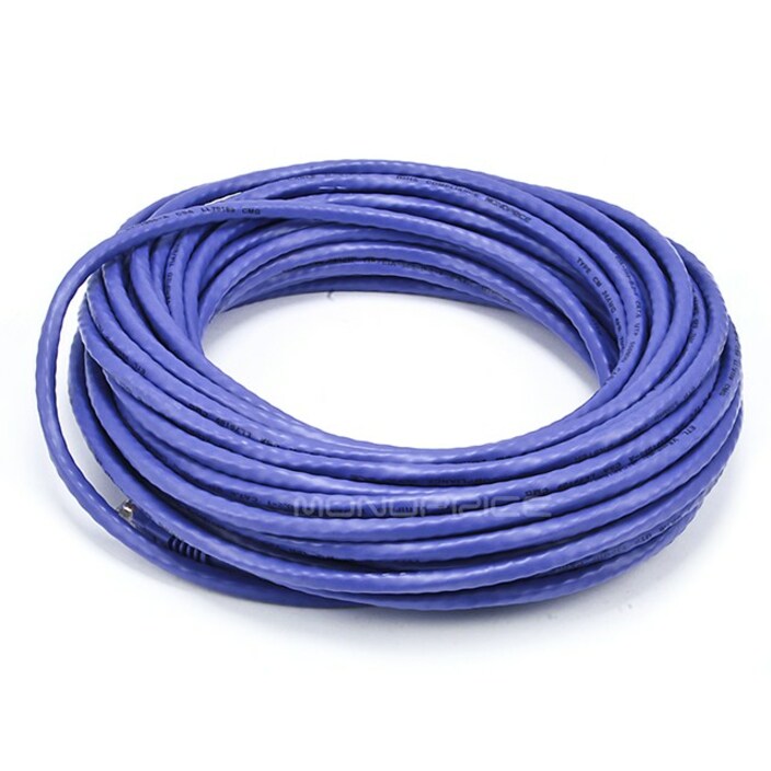 Monoprice 50FT 24AWG Cat6 550MHz UTP Ethernet Bare Copper Network Cable - Purple