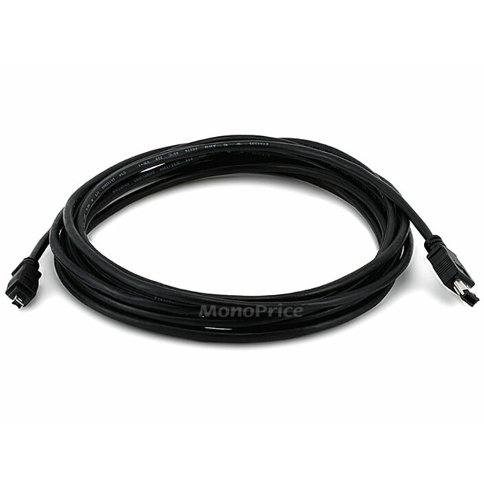 Monoprice IEEE-1394 FireWire iLink DV Cable 6P-4P M/M - 15ft (BLACK)