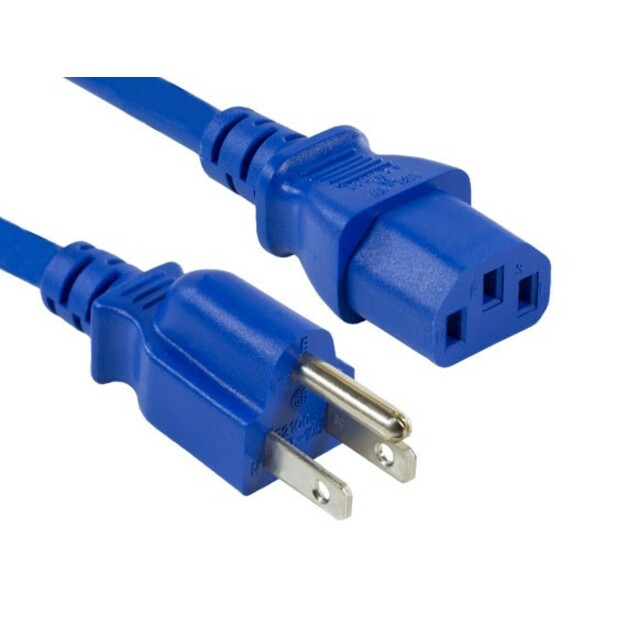 ENET 5-15P to C13 10ft Blue External Power Cord / Cable NEMA 5-15P to IEC-320 C13 10A 18AWG 10'