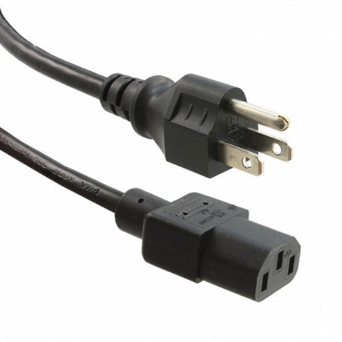 ENET 5-15P to C13 25ft Black External Heavy-Duty Power Cord / Cable NEMA 5-15P to IEC-320 C13 15A 14AWG Black 25'