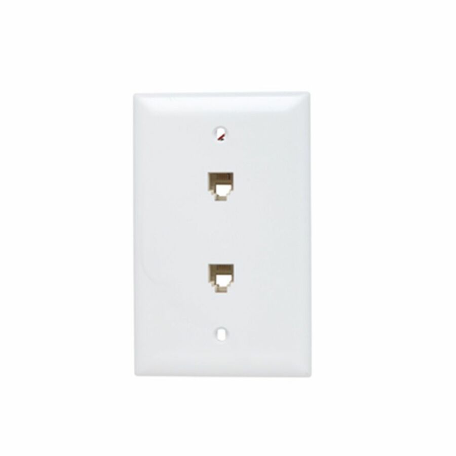 On-Q Dual 2 Phone Line (4P4C) Wall Plate, White (M10)