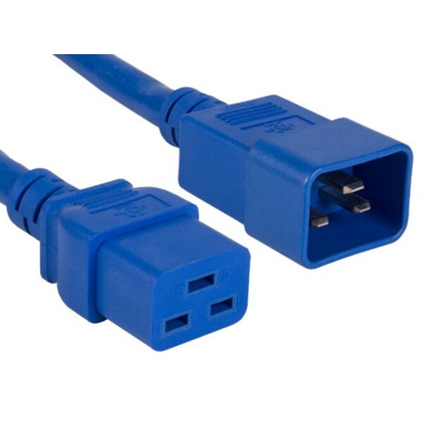 ENET C19 to C20 8ft Blue Power Cord Extension 250V 12 AWG 20A NEMA IEC-320 C19 to IEC-320 C20 Blue 8'