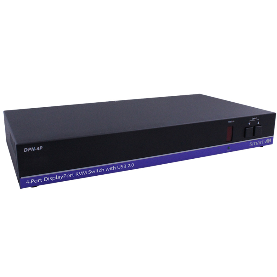 SmartAVI 4-Port DisplayPort KVM Switch with USB 2.0 and Front Panel Push Buttons
