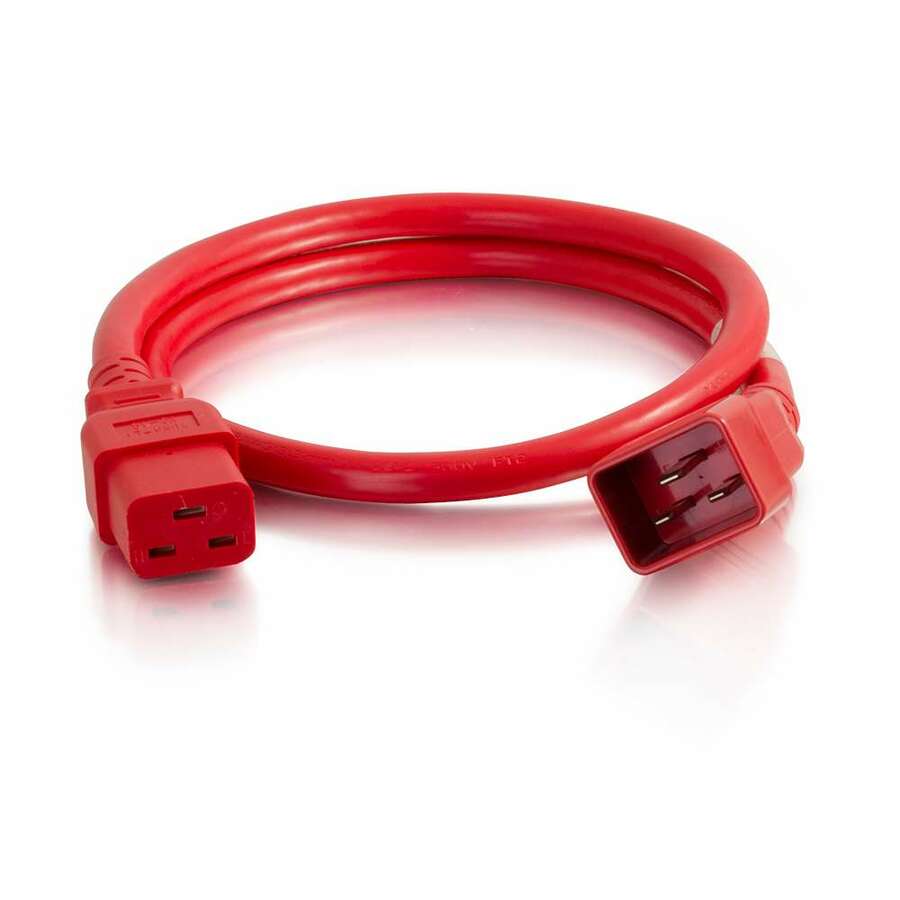 C2G 2ft 12AWG Power Cord (IEC320C20 to IEC320C19) -Red