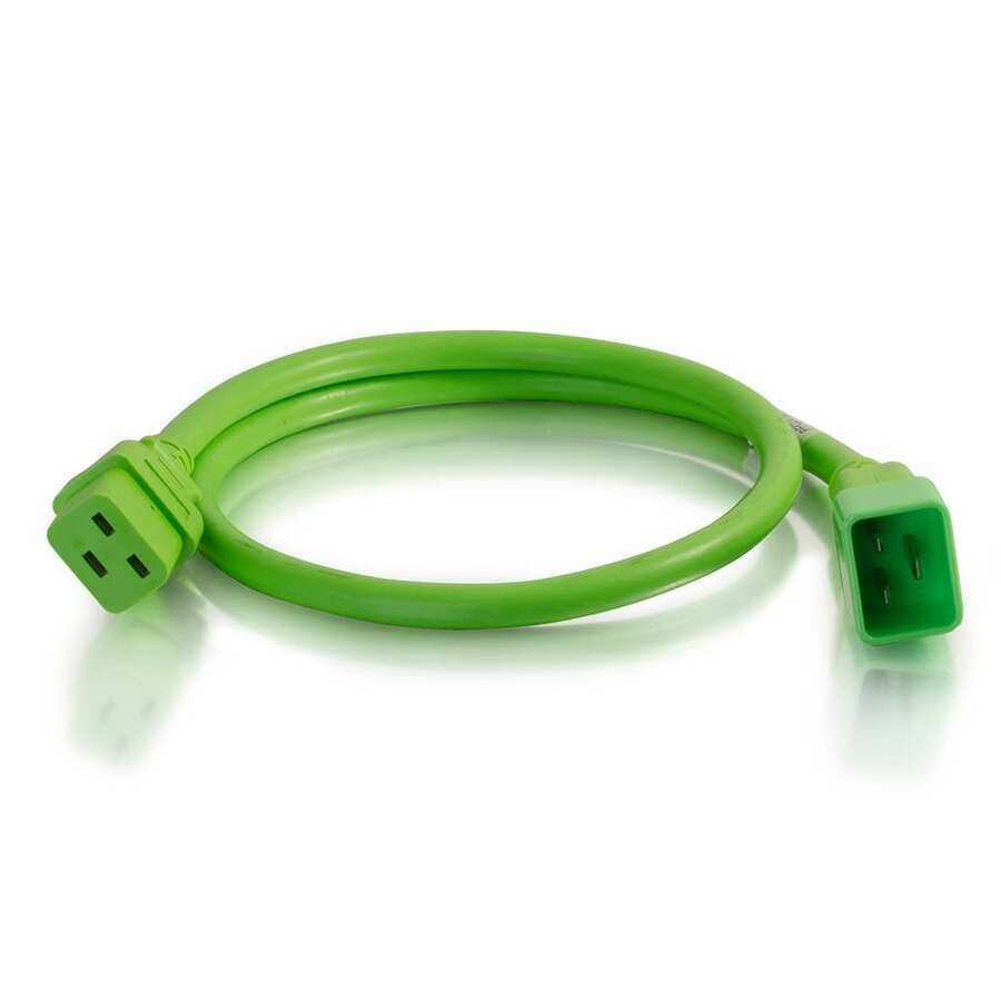 C2G 4ft 12AWG Power Cord (IEC320C20 to IEC320C19) - Green