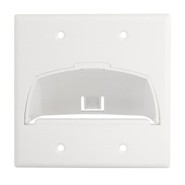 On-Q Double Gang Hinged Bullnose Wall Plate, White