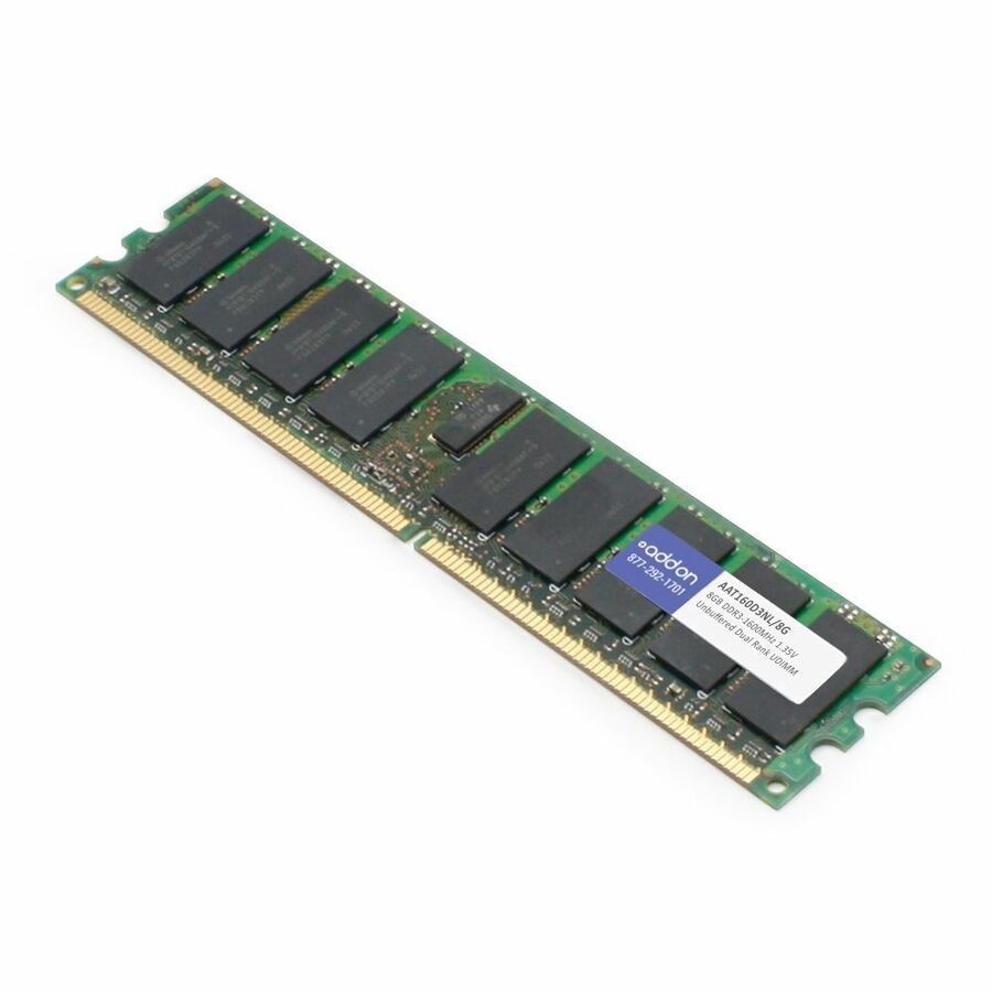 AddOn 8GB DDR3-1600MHz JEDEC Standard TAA Compliant Unbuffered Dual Rank 1.35V 240-pin CL11 UDIMM