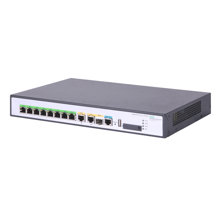 HPE FlexNetwork MSR958 1GbE and Combo 2GbE WAN 8GbE LAN PoE Router