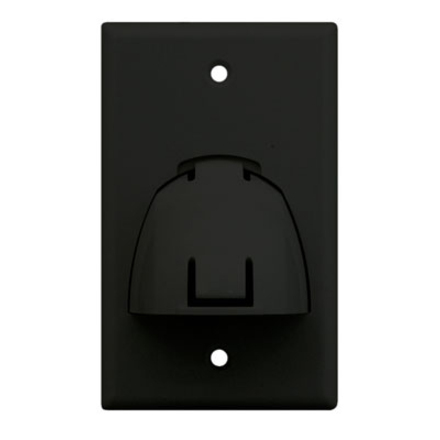 On-Q Single Gang Hinged Bullnose Wall Plate, Black